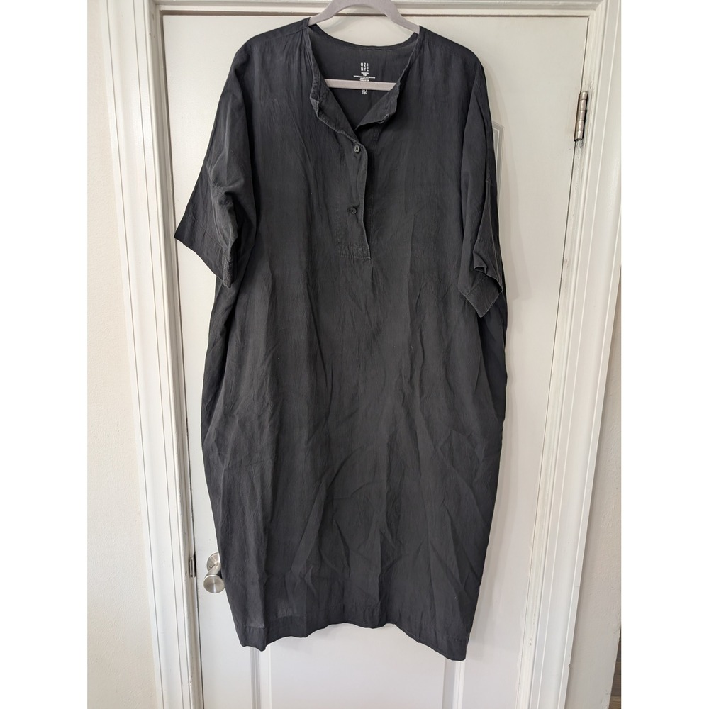 UZI NYC Womens Cotton Gauze Oversized Midi Dress Large lagenlook minimalist USA